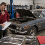 Restorer and owner estimating barn find restoration costs