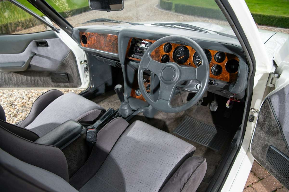 Bespoke dashboard and interior of a Ford Tickford Capri Turbo