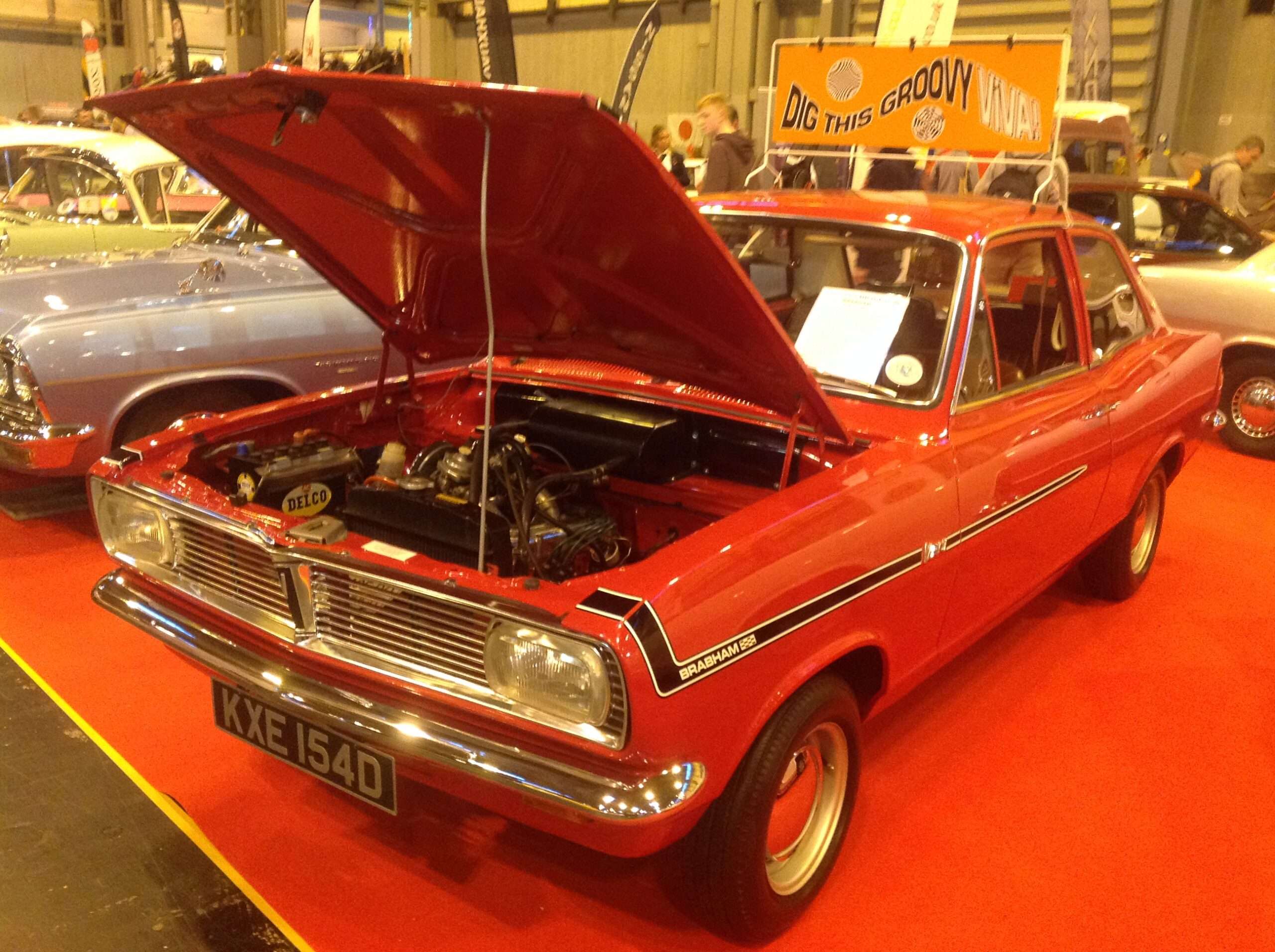 Vauxhall Brabham Viva HB in red at a classic car show