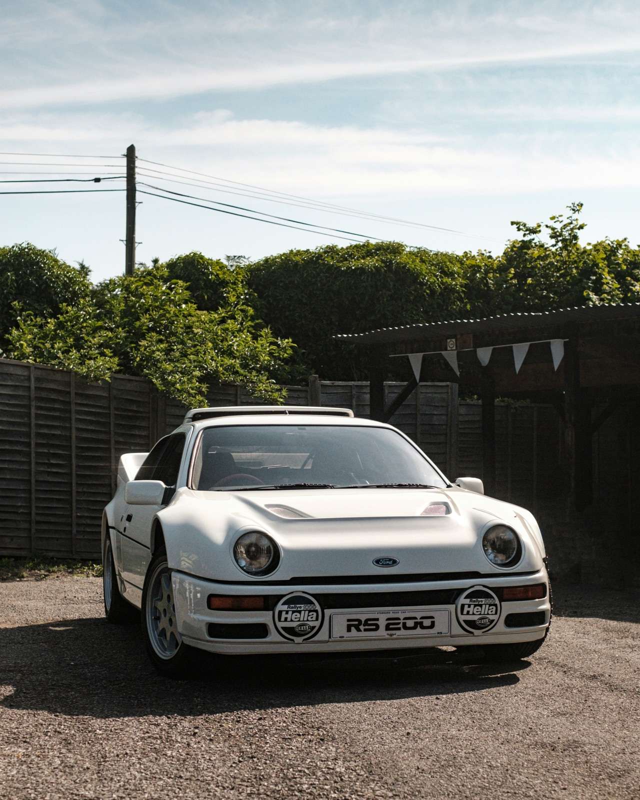 White Ford RS200 road car viewed from the front