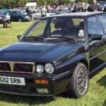 Dark blue Lancia Delta HF Integrale 16V at a classic car show