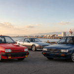 Red Nissan March, blue Nissan Bluebird and silver Nissan 200SX representing rare Nissan cars