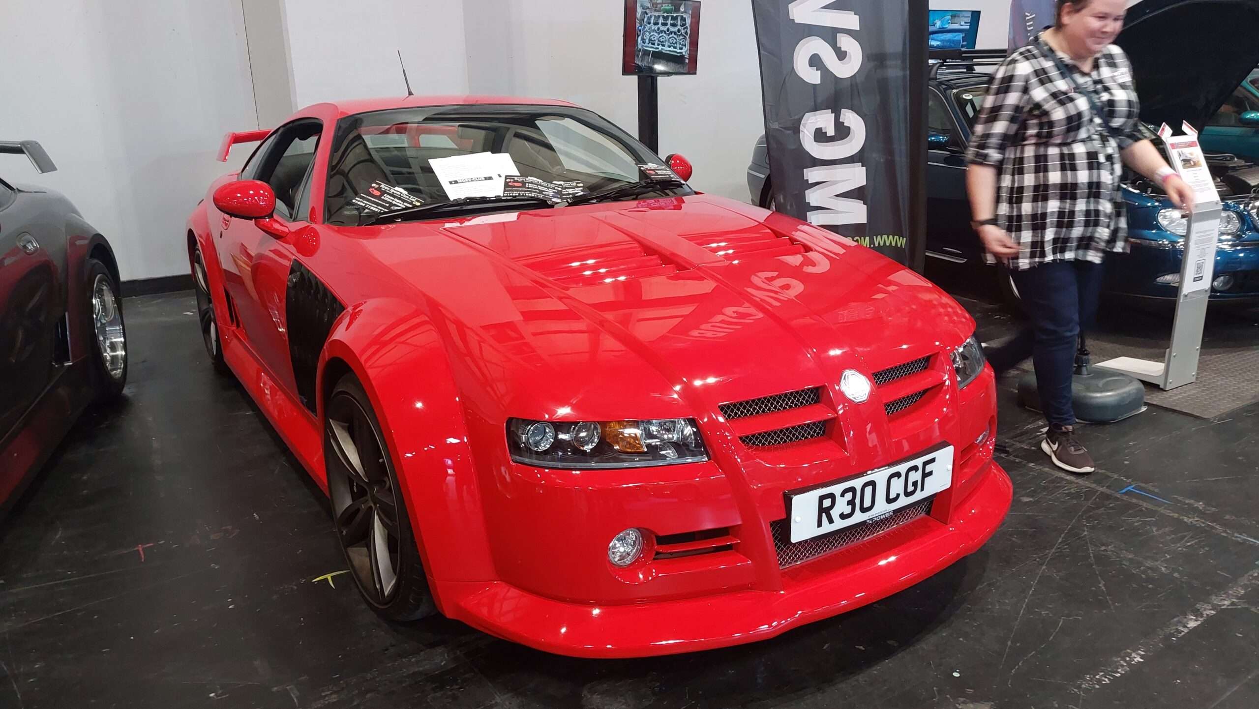 Rear three-quarter view of an MG XPower SV-R