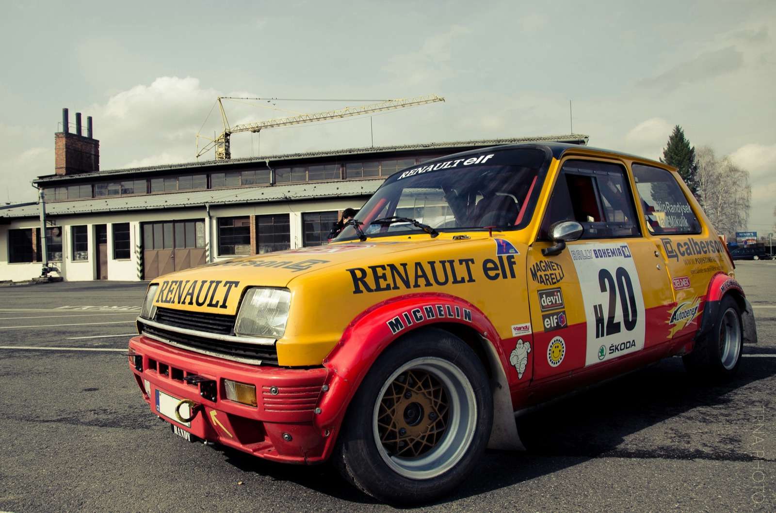 Wide-bodied Renault 5 Turbo rally car