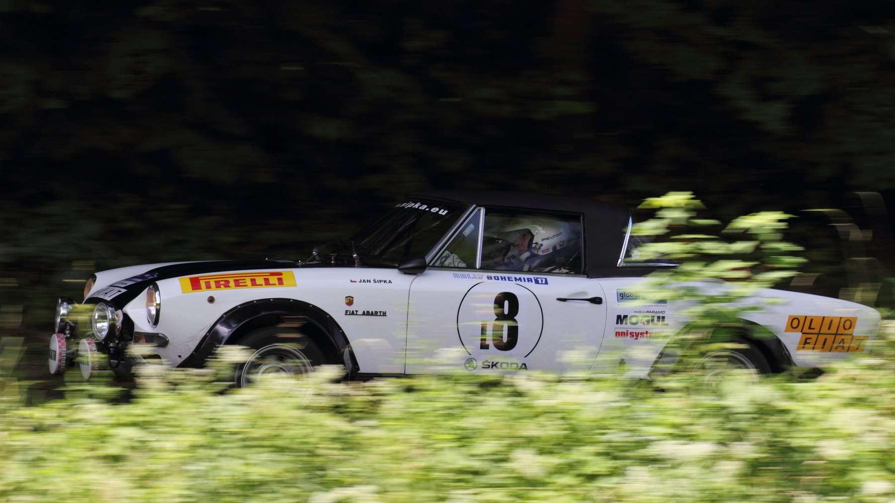 Fiat 124 Abarth Rally competing at Rally Bohemia Legend