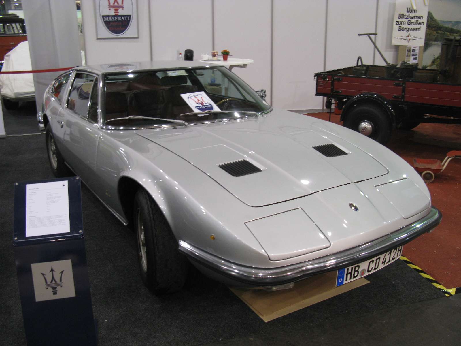 Silver Maserati Indy on display