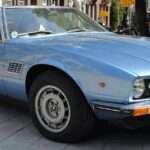 Blue Maserati Kyalami front three-quarter