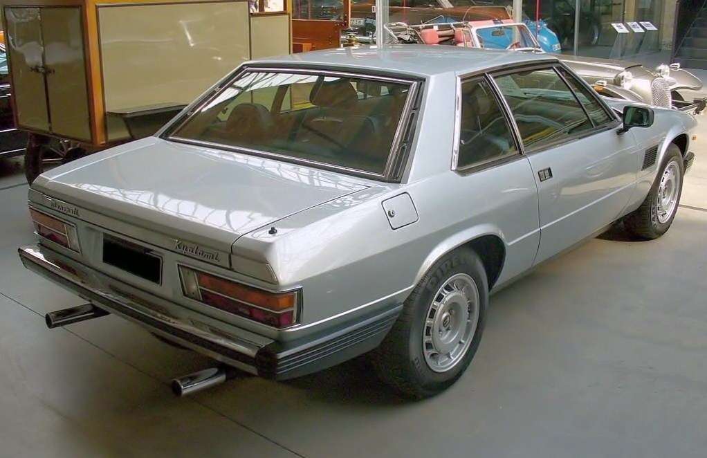 Silver Maserati Kyalami rear three-quarter