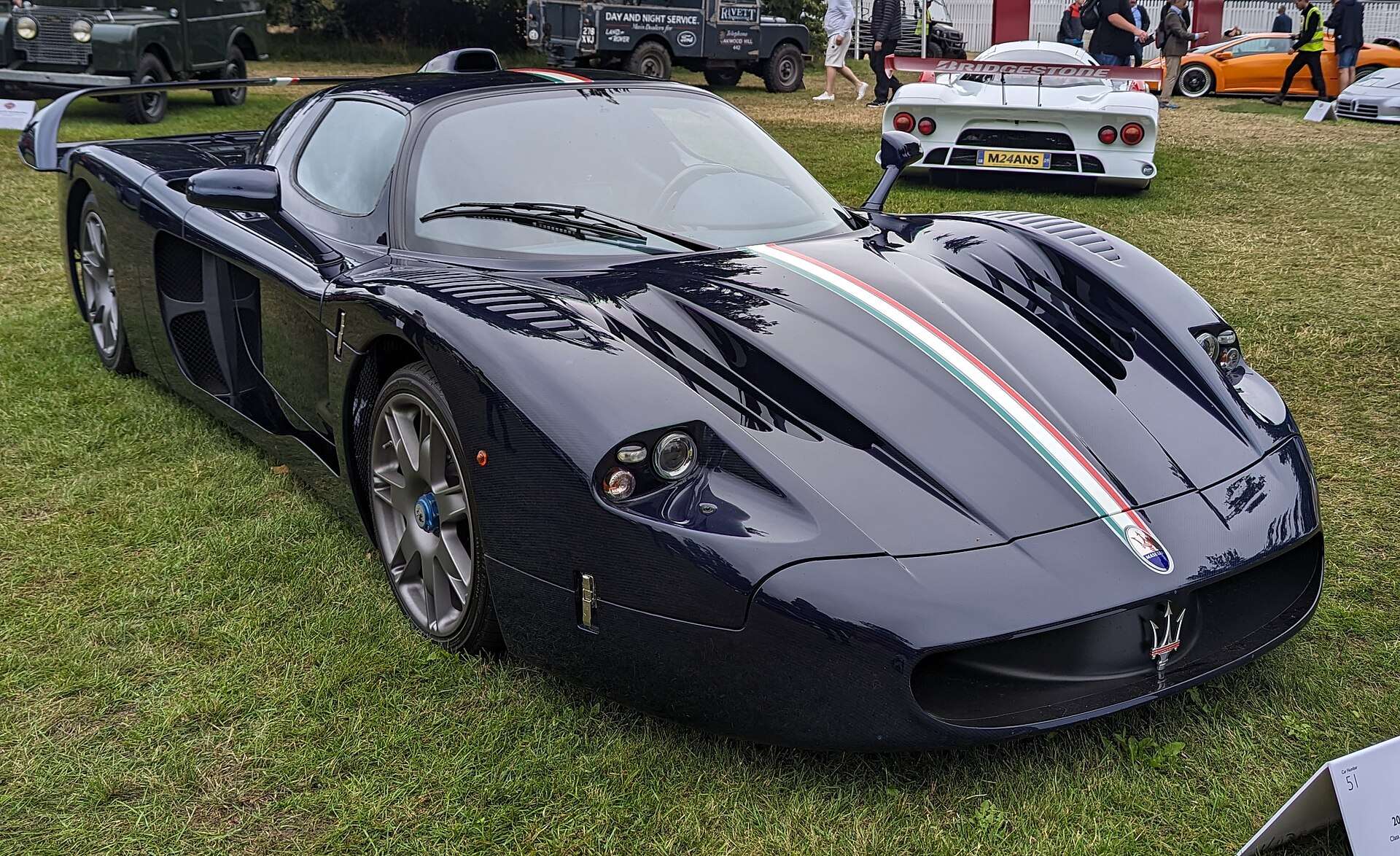 Dark blue Maserati MC12 front three-quarter