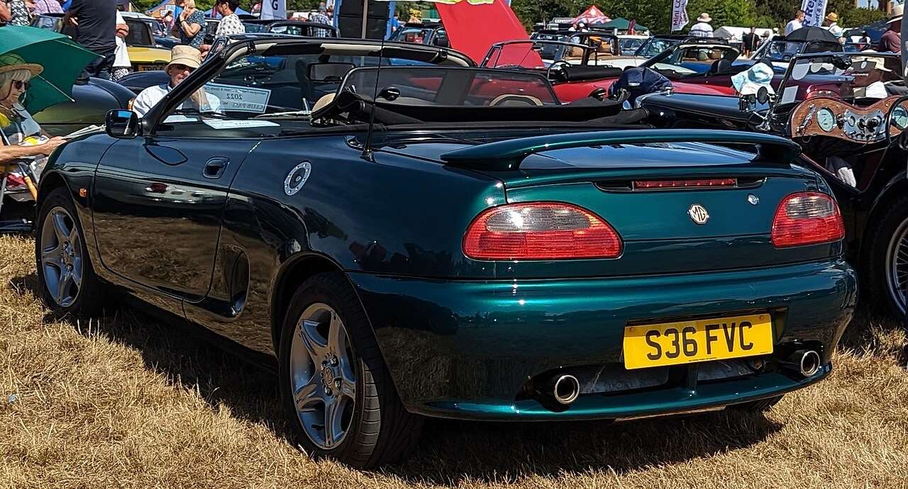 1998 green MG F rear three-quarter view