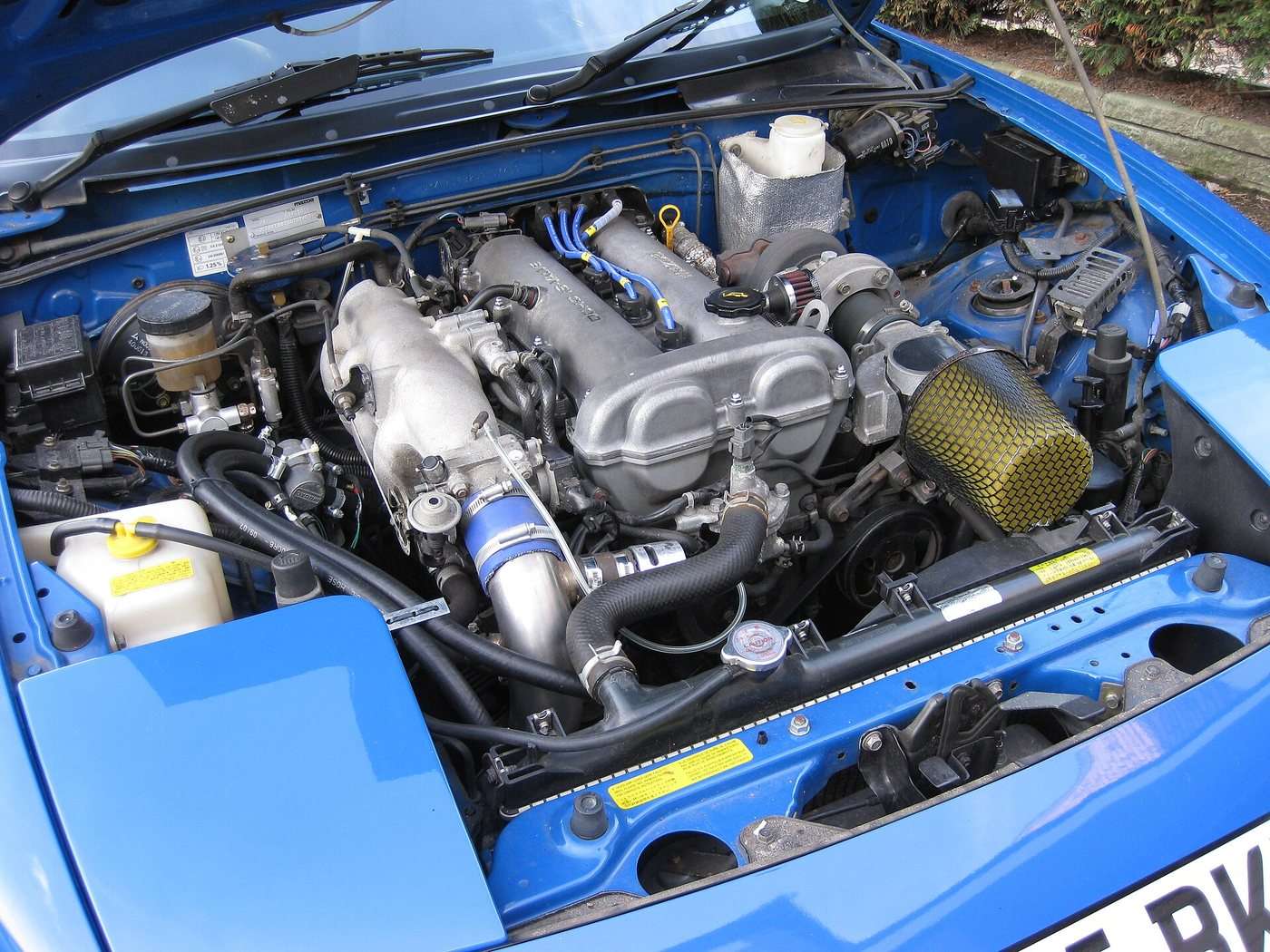 Mazda MX-5 NA 1.6-litre engine bay with aftermarket turbo