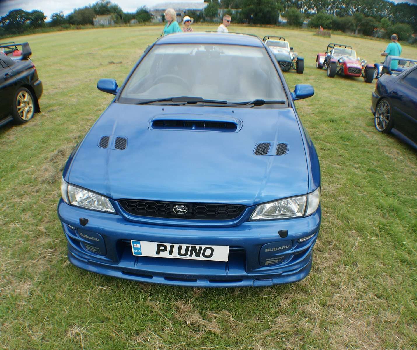 Subaru Impreza P1 displayed at a British motoring event