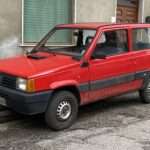 Red first-generation Fiat Panda 4x4 viewed from the front