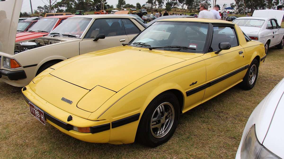 First-generation Mazda RX-7 front three-quarter view