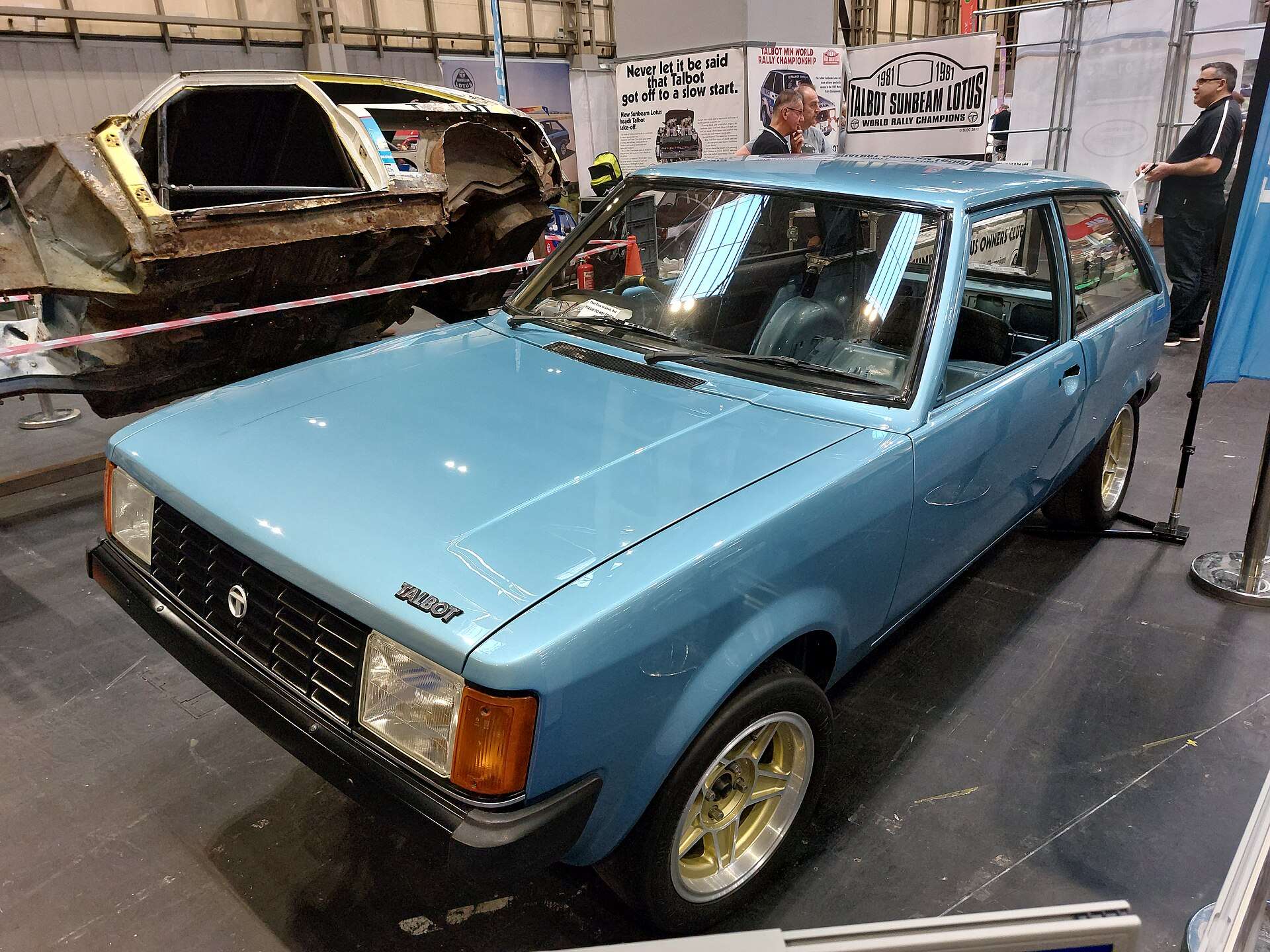 Blue standard Talbot Sunbeam in side profile
