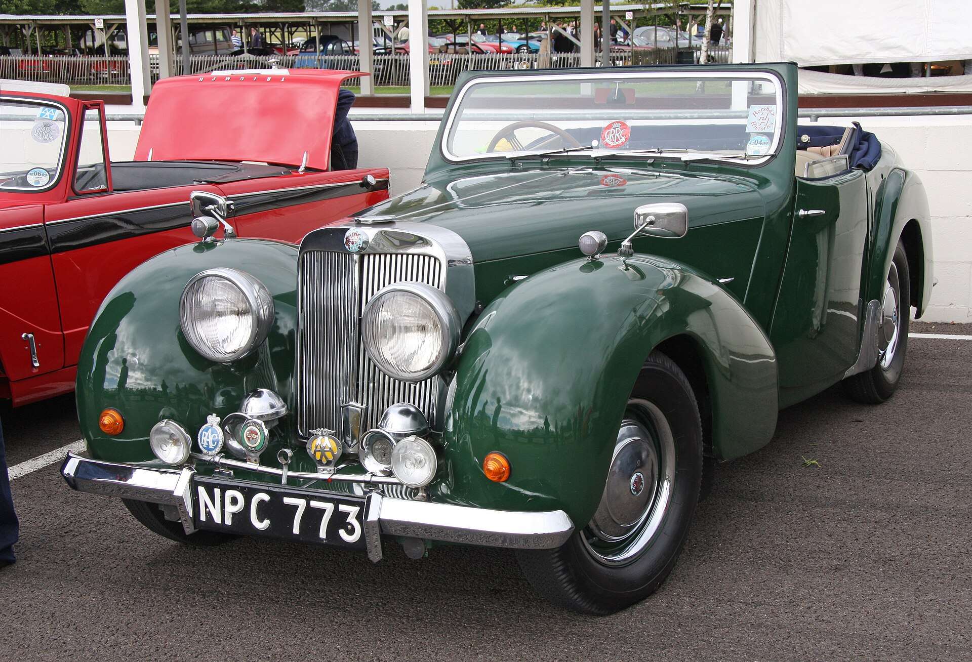 Green 1949 Triumph 2000 Roadster front three-quarter view