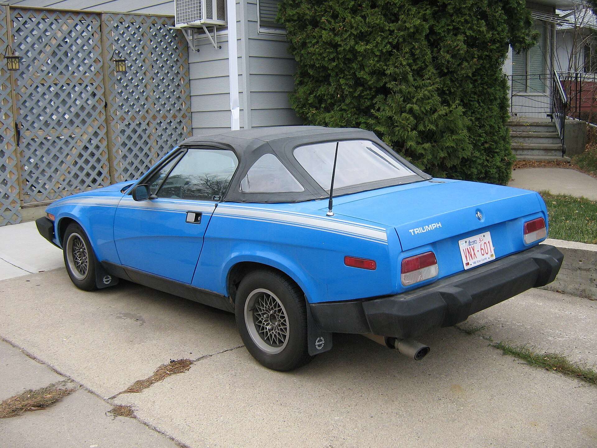 Blue Triumph TR7 convertible