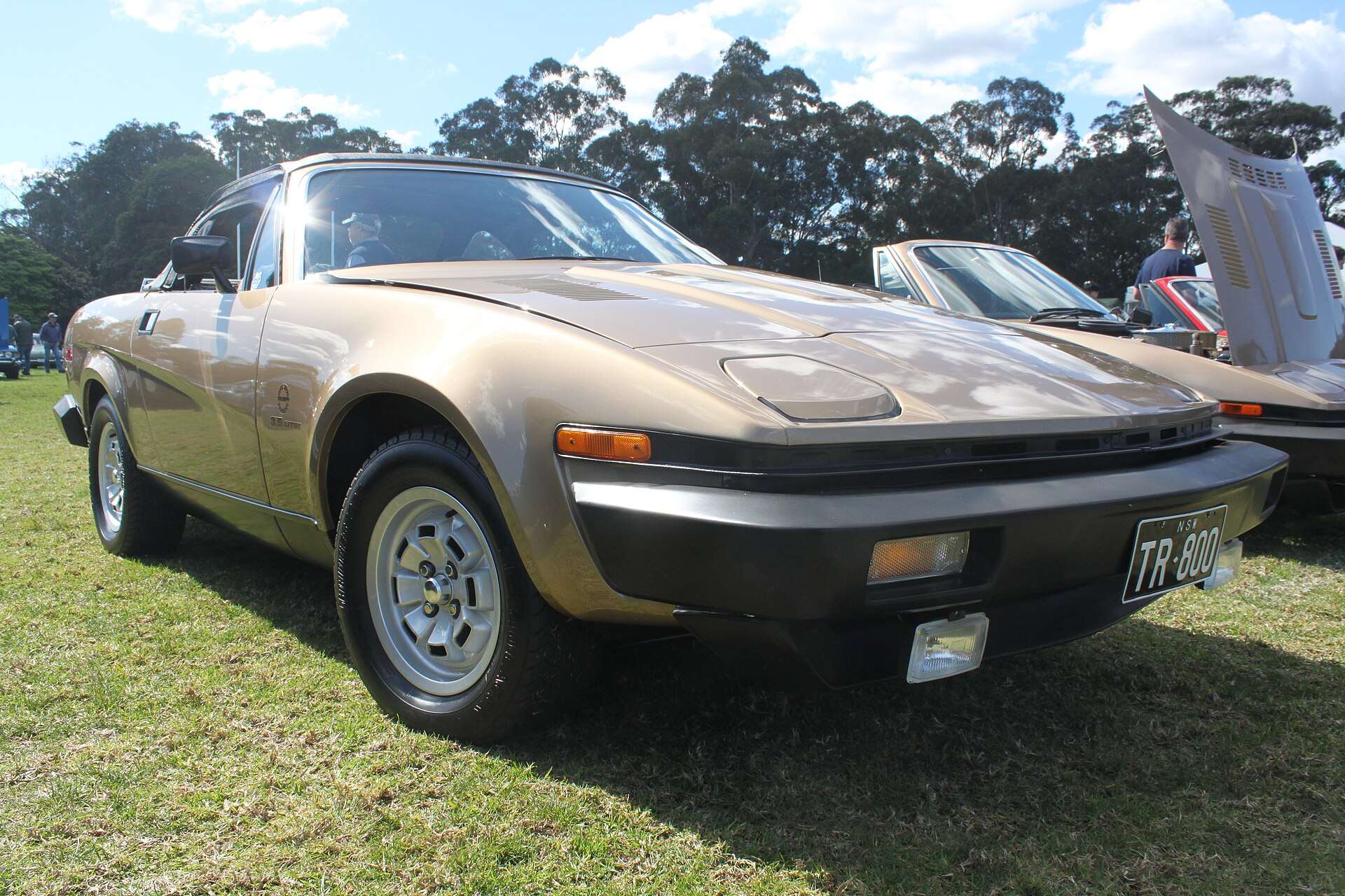 Silver 1980 Triumph TR8 front three-quarter view
